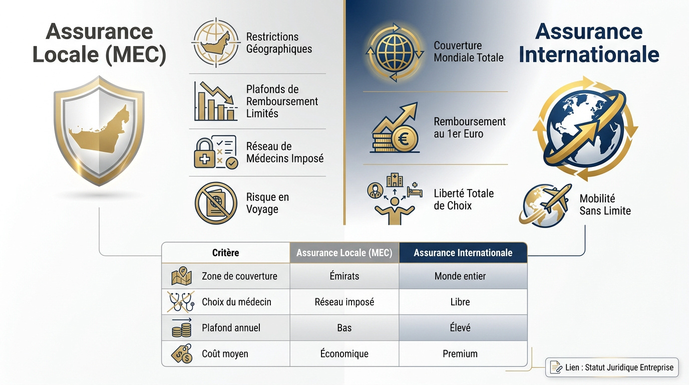Comparaison entre assurance santé locale MEC et assurance internationale à Dubaï