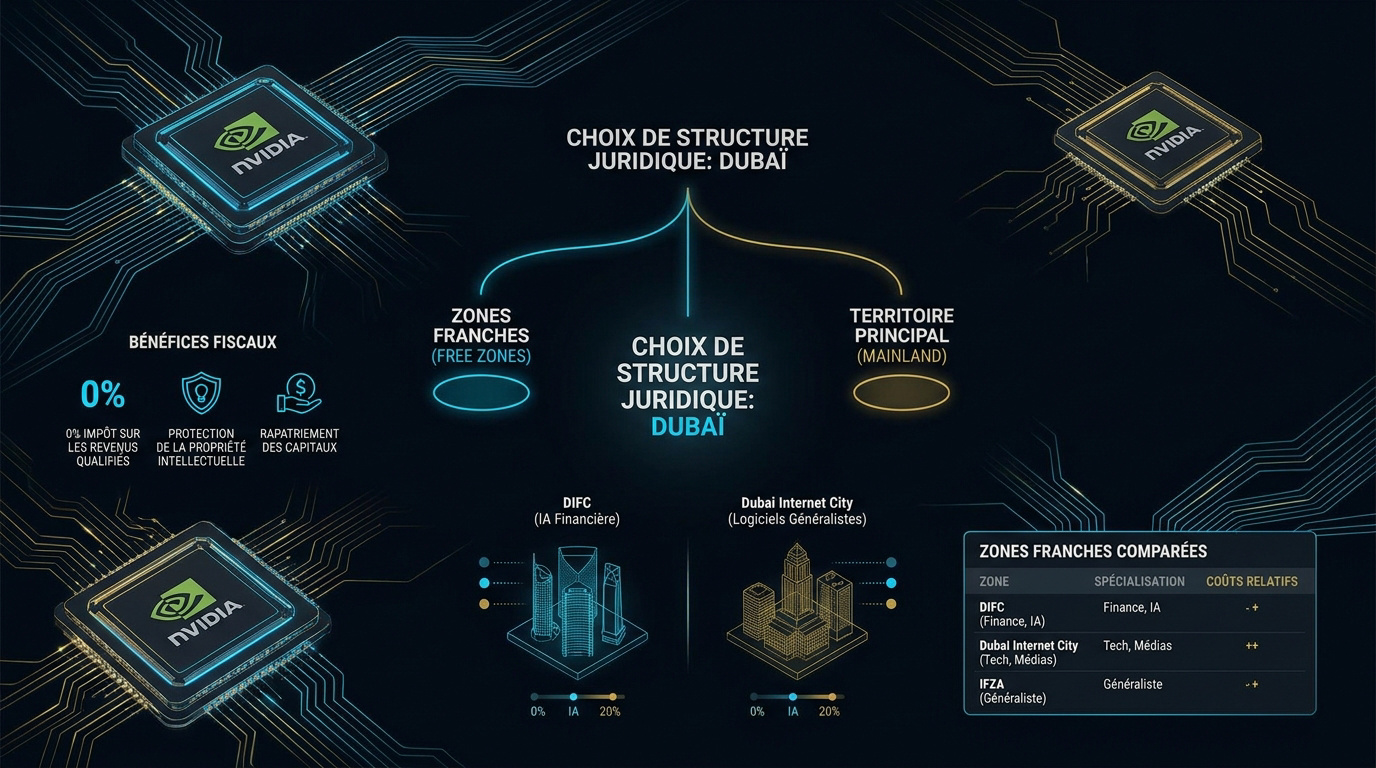 Structure juridique pour startup IA à Dubaï entre zone franche et mainland