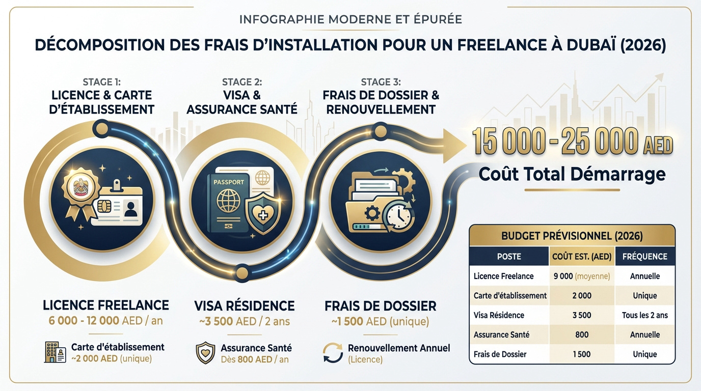 Détails des coûts pour un visa freelance à Dubaï en 2026