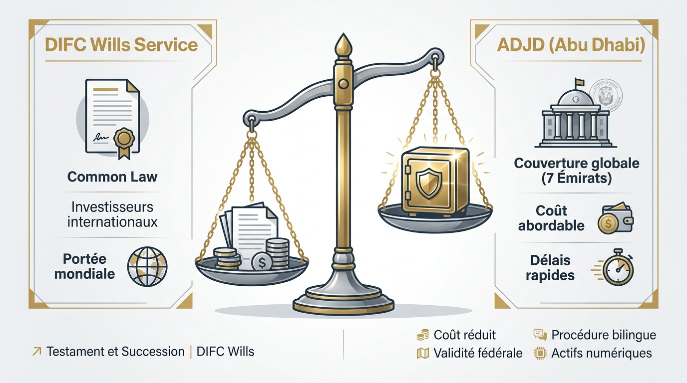 Comparaison des juridictions DIFC et ADJD pour la succession aux Émirats arabes unis