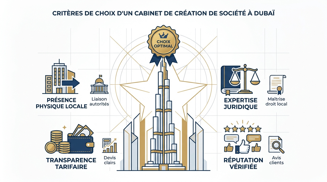 Critères de sélection d'un cabinet d'accompagnement à Dubaï
