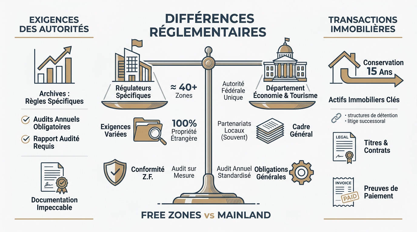 Comparaison des obligations comptables entre Free Zones et Mainland aux Émirats
