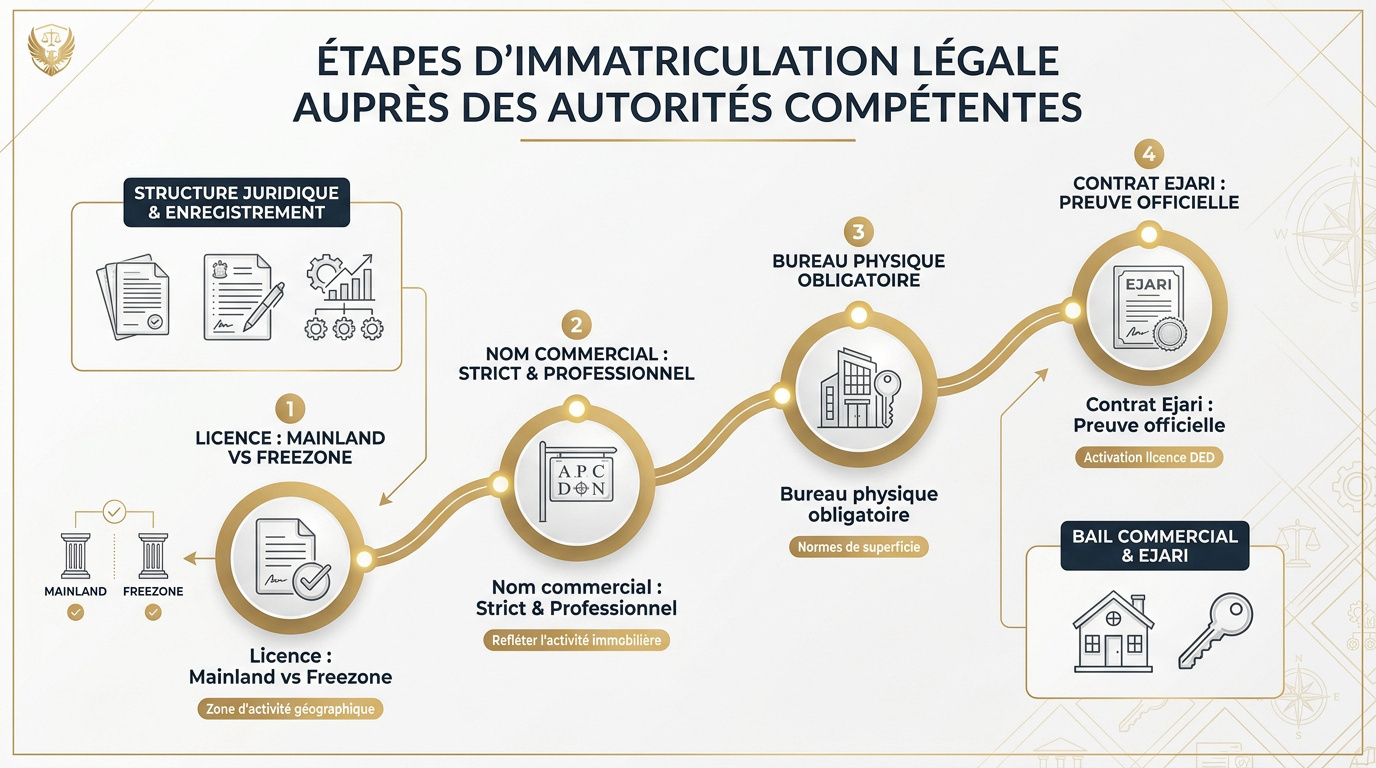 Processus d'immatriculation légale pour une agence immobilière à Dubaï