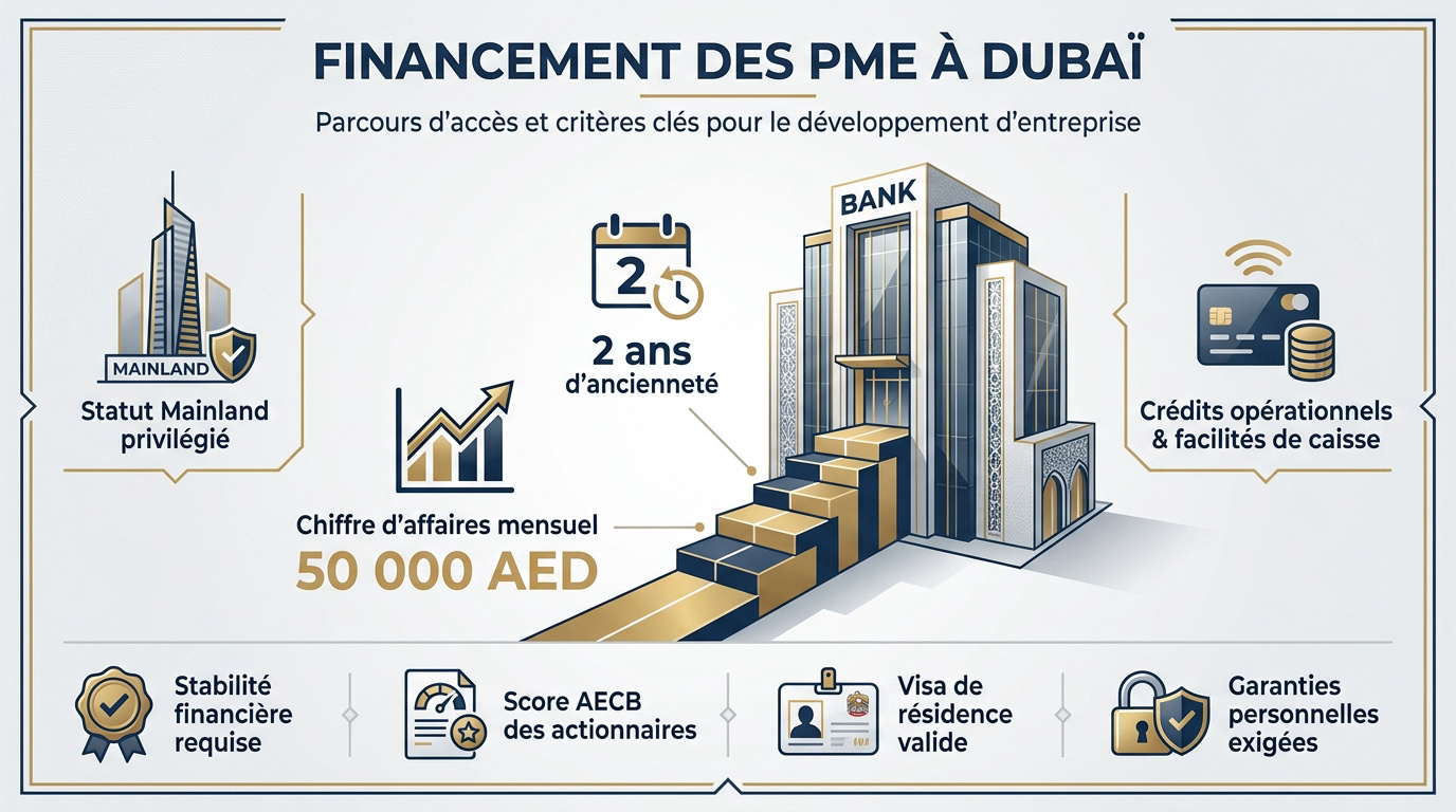 Infographie des critères de financement PME à Dubaï