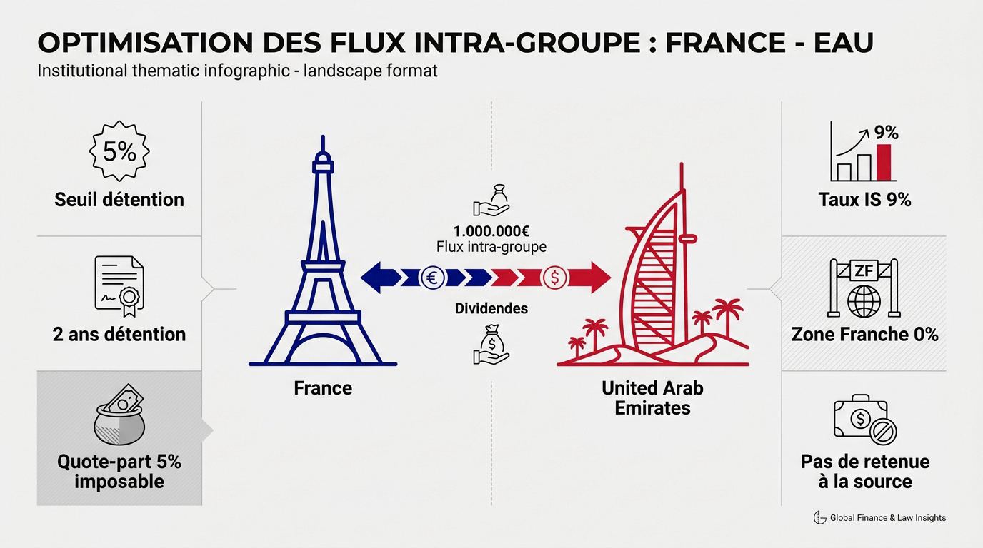 Optimisation des flux financiers entre une holding et ses filiales en France et aux Émirats