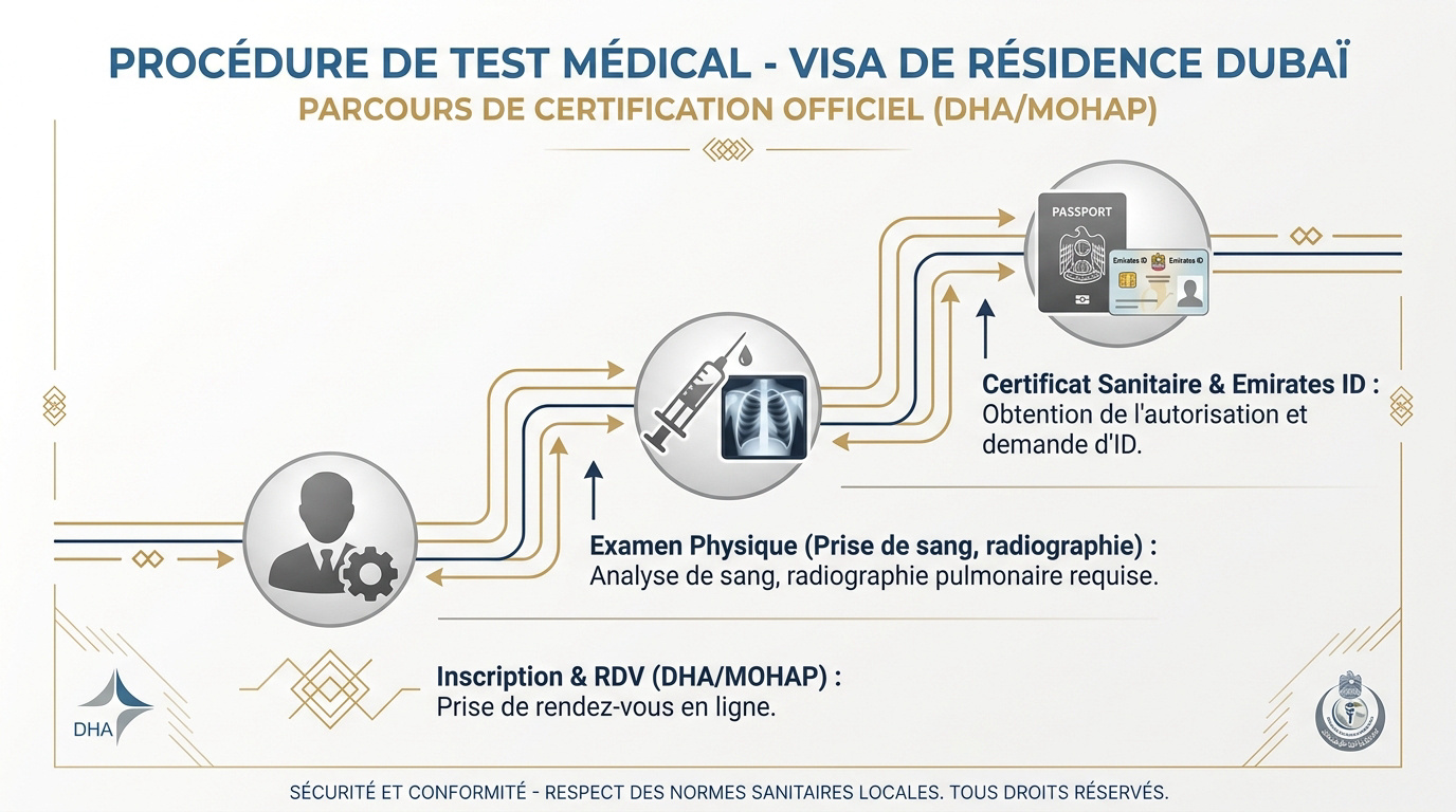 Procédure du test médical pour le visa de résidence à Dubaï dans un centre agréé