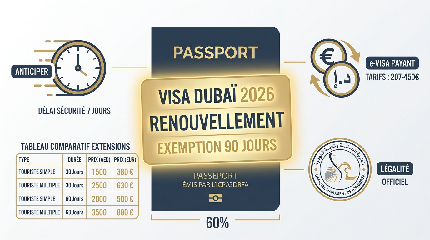Tarifs et procédures de renouvellement de visa à Dubaï en 2026