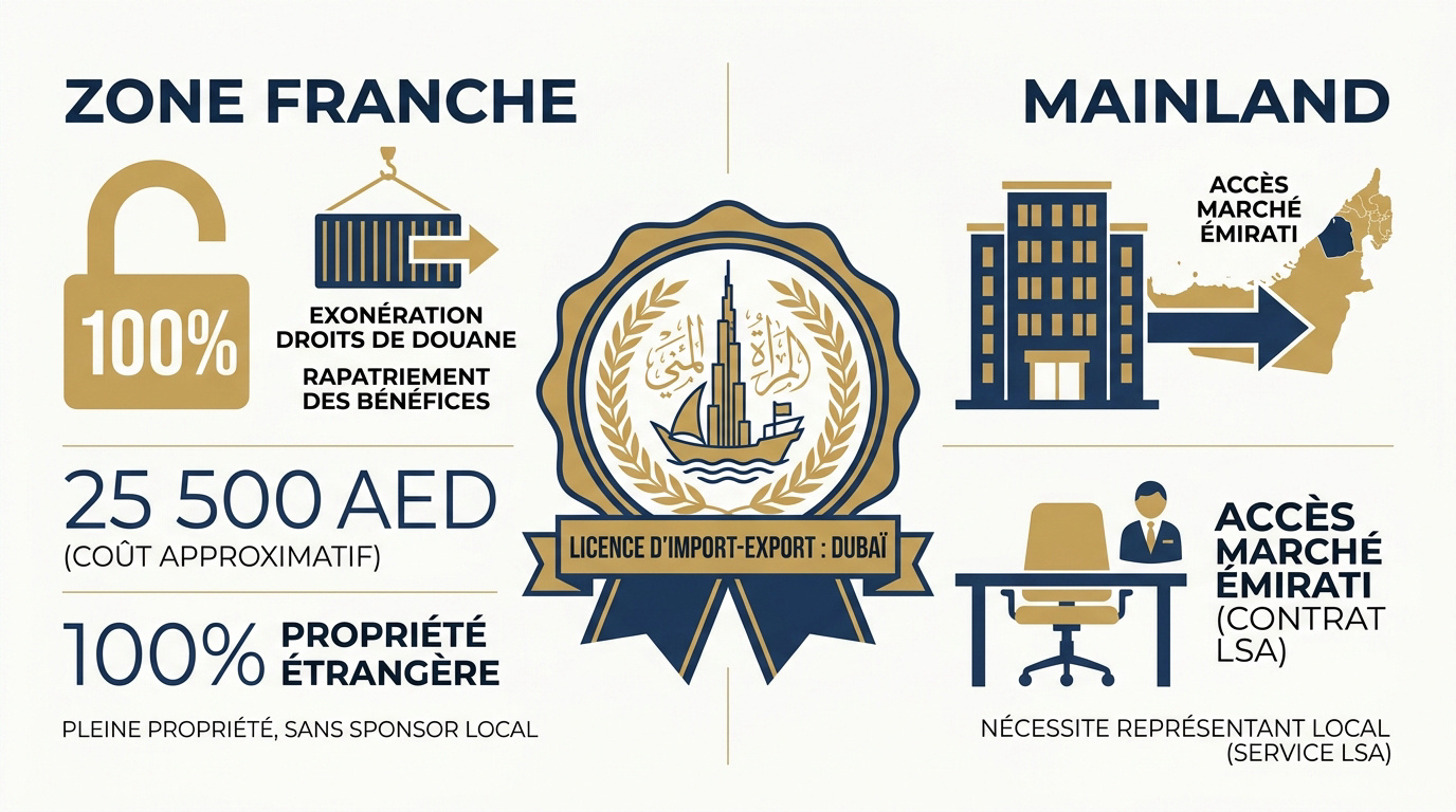 Comparatif des avantages entre Zone Franche et Mainland à Dubaï pour l'import-export