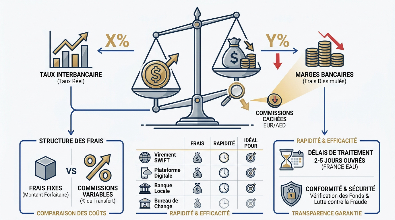 Comparaison des coûts et de la rapidité des transactions vers les Émirats