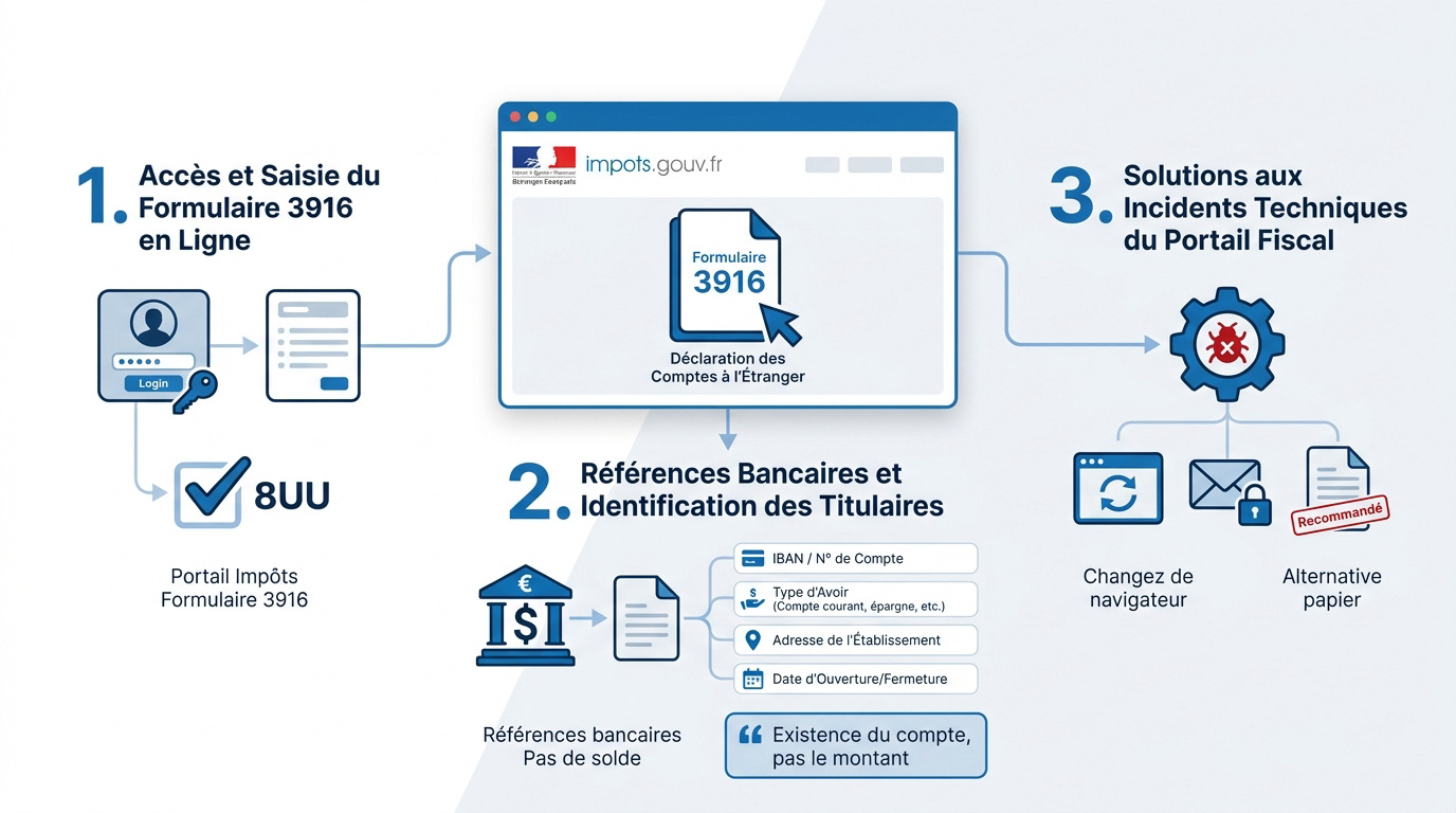 Procédure de déclaration du formulaire 3916 sur le portail fiscal français