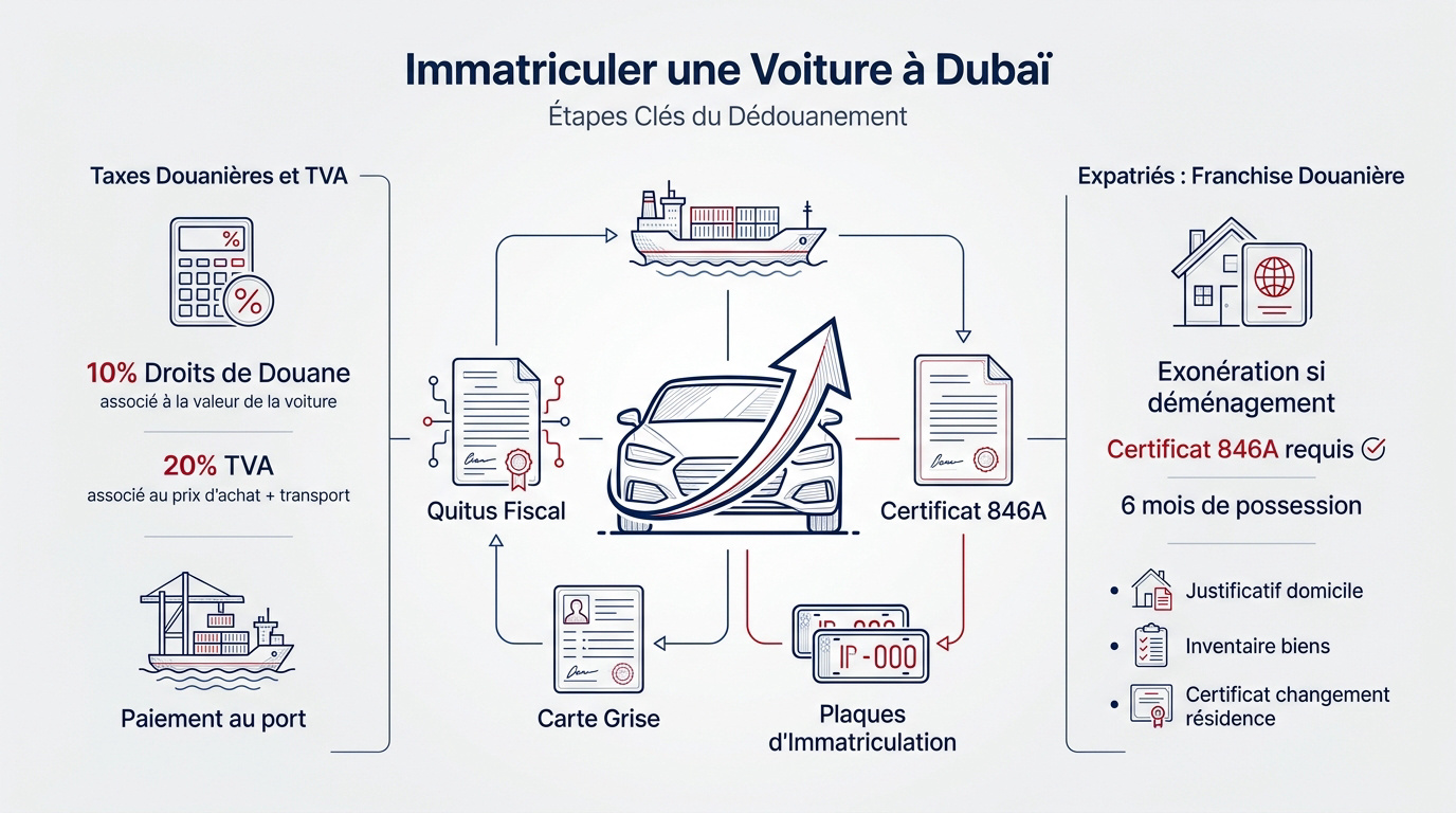 Processus de dédouanement et immatriculation d'un véhicule importé de Dubaï