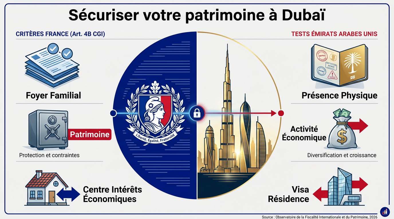 Comparaison des critères de résidence fiscale entre la France et Dubaï pour sécuriser son patrimoine